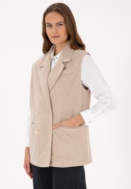 Kadın Camel Melanj Örme Yelek - 50315824006