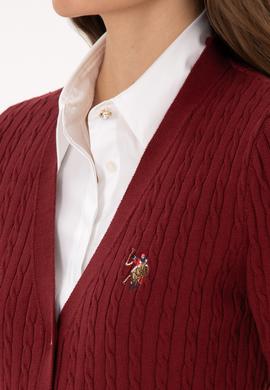 Kadın Bordo Basic Triko Hırka - 50317789018