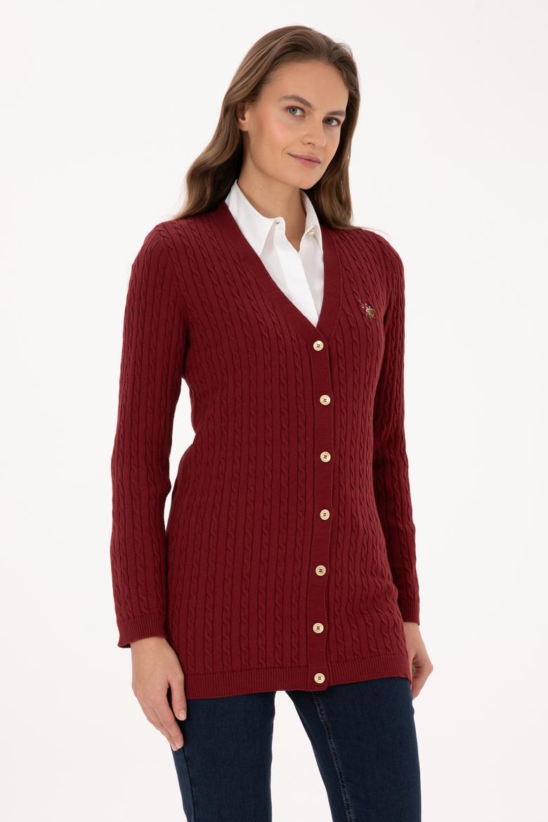 Kadın Bordo Basic Triko Hırka - 50317789018