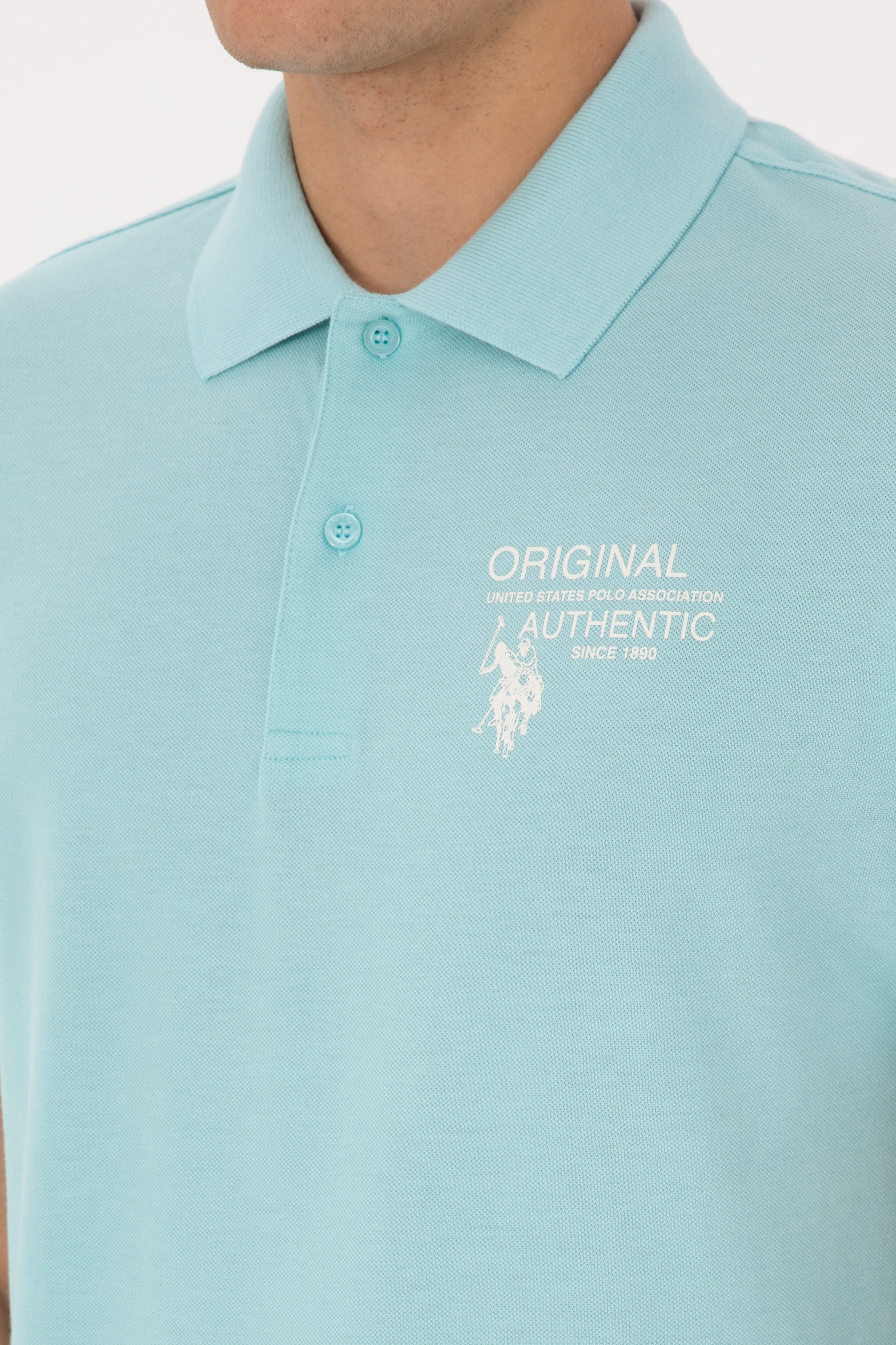 Erkek Regular Fit Polo Yaka Aqua Tişört - Image 7