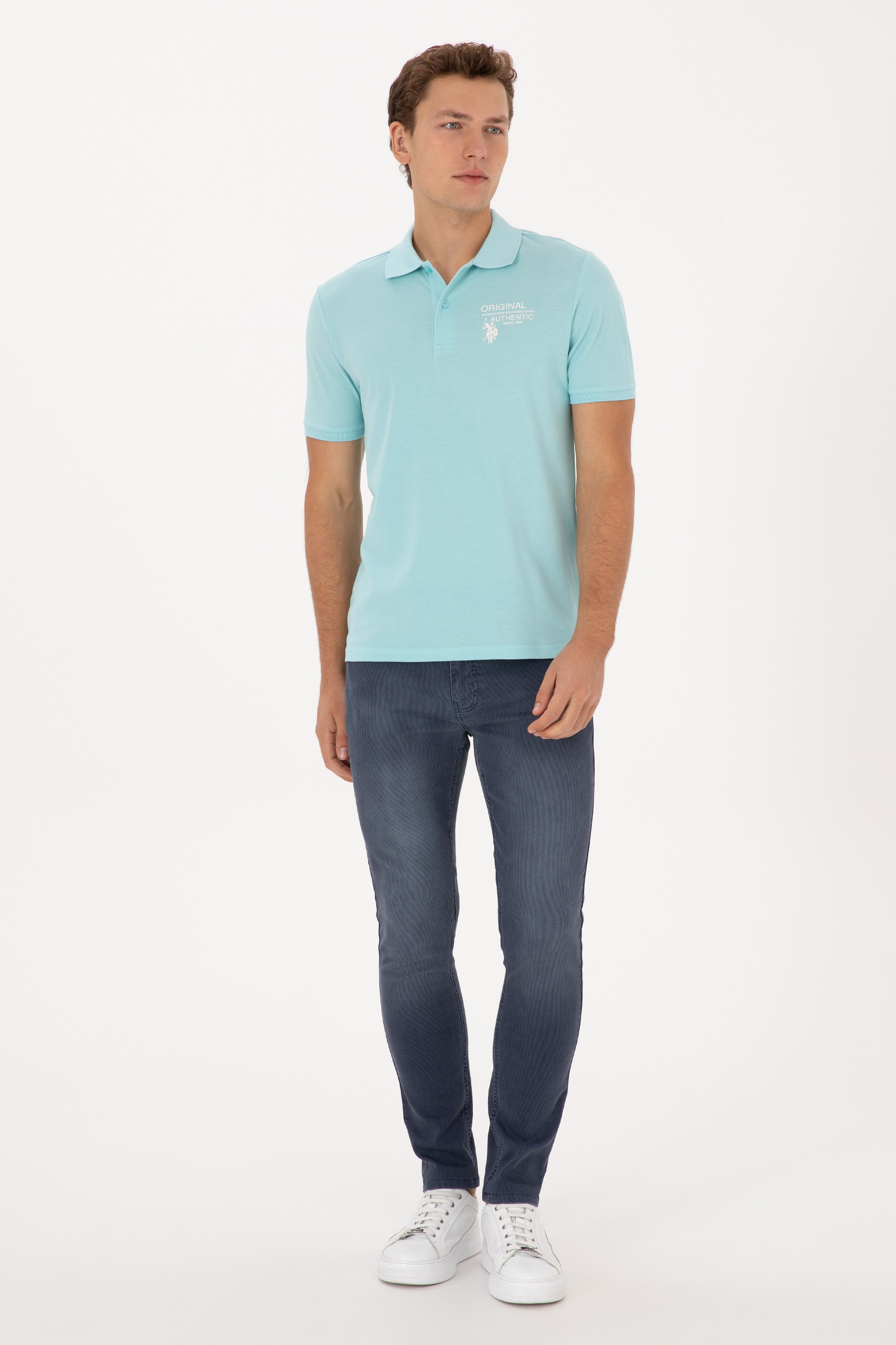 Erkek Regular Fit Polo Yaka Aqua Tişört - Image 4