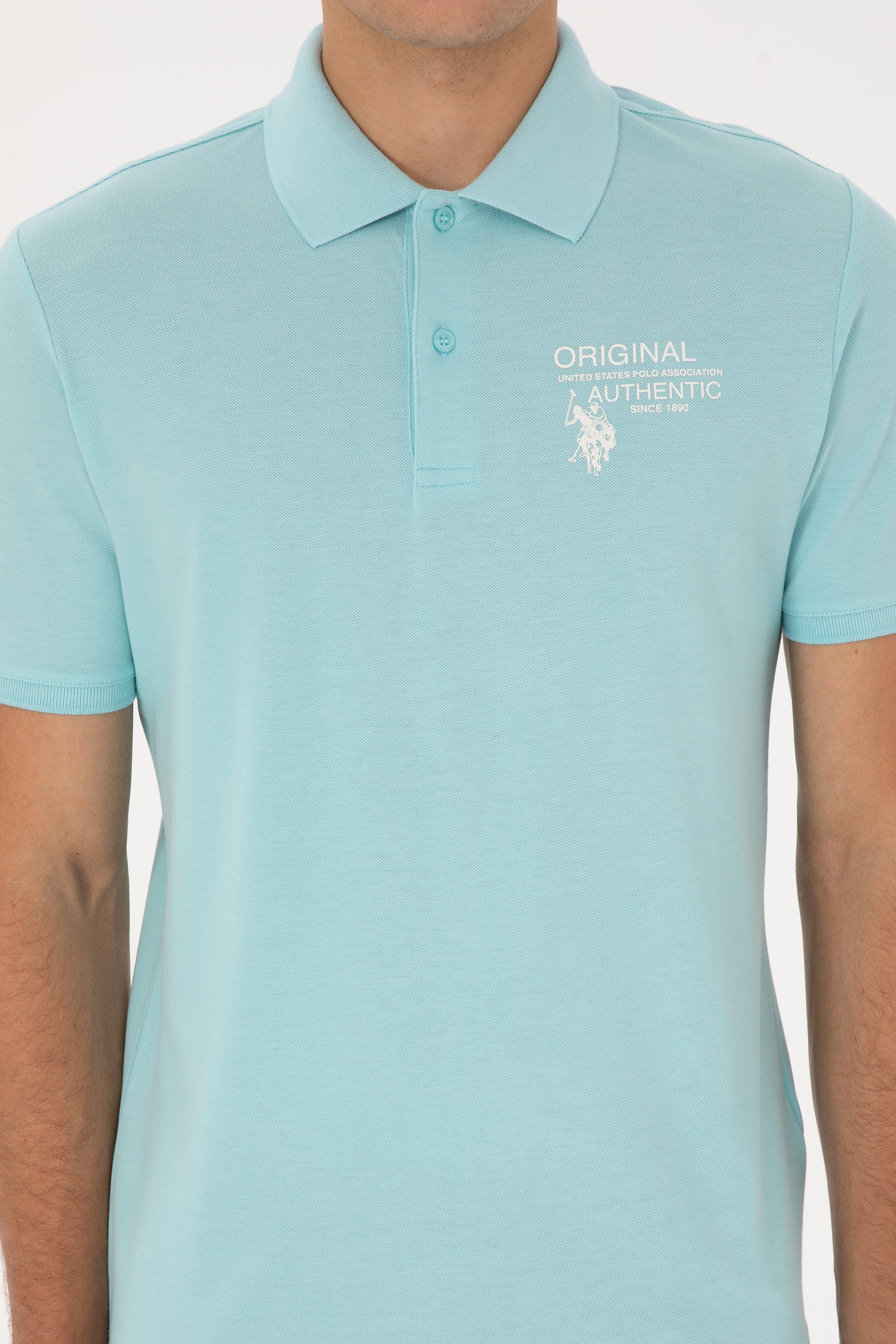 Erkek Regular Fit Polo Yaka Aqua Tişört - Image 6