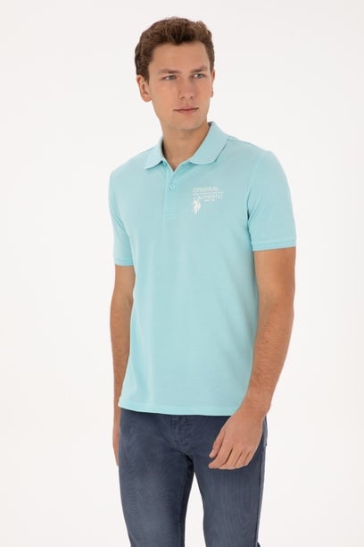 Erkek Regular Fit Polo Yaka Aqua Tişört