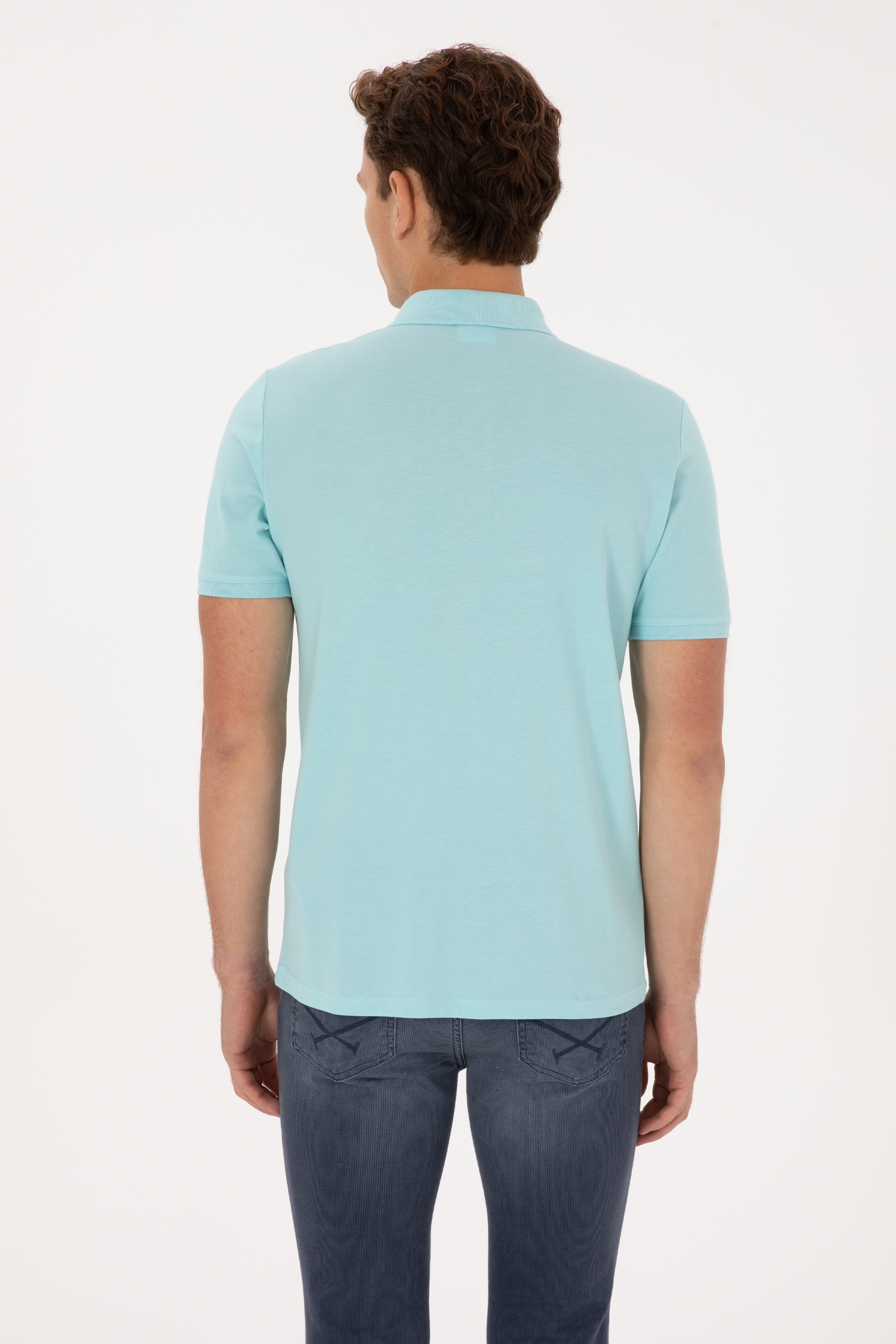 Erkek Regular Fit Polo Yaka Aqua Tişört