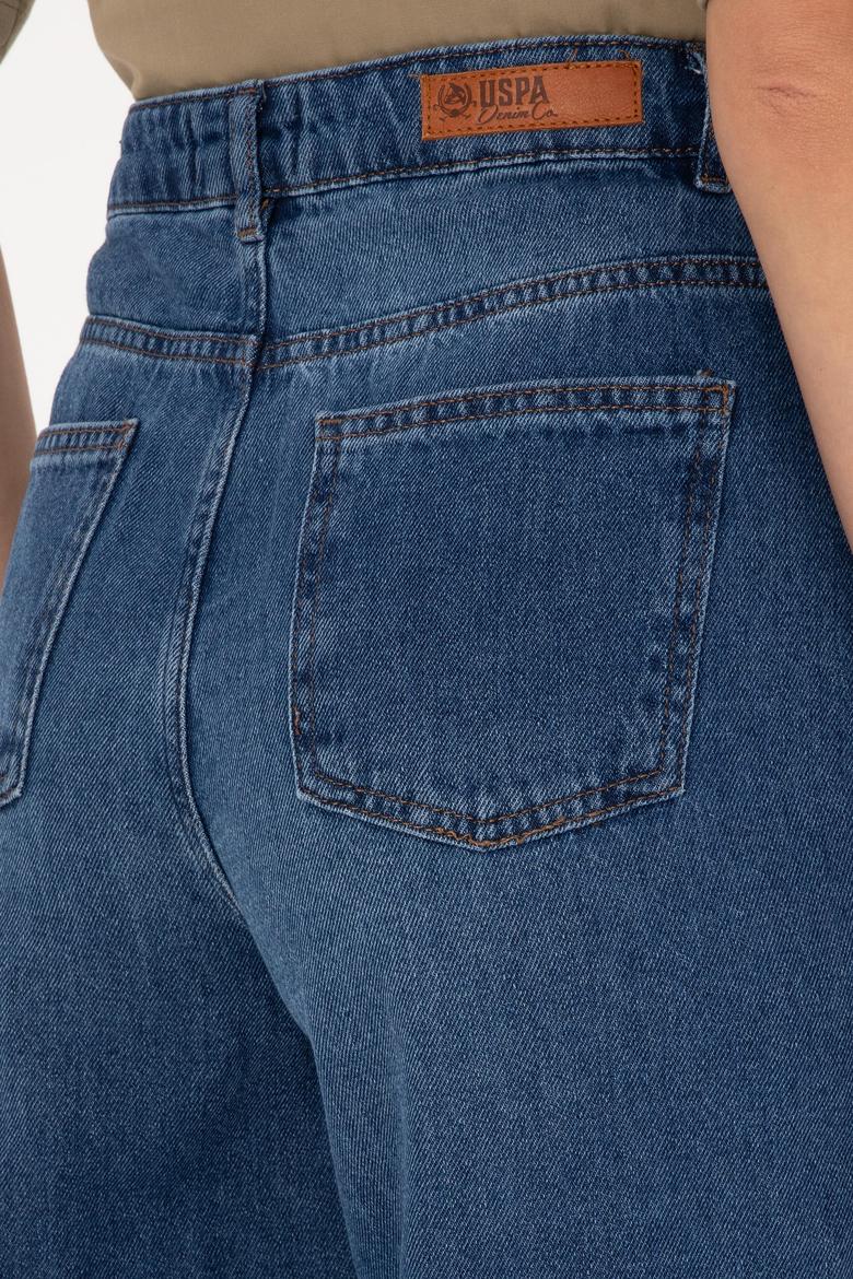 Kadın Mavi Loose Cropped Jean Pantolon - 50308093003