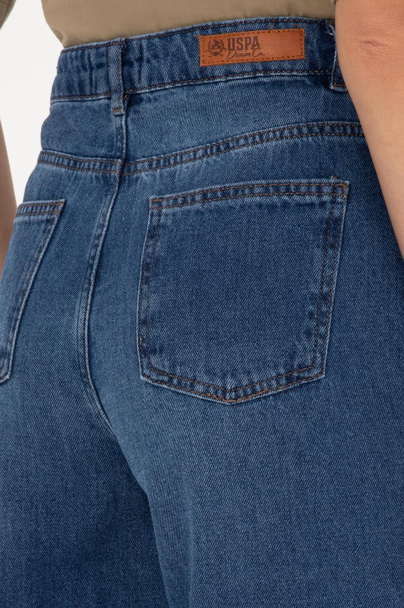 Kadın Mavi Loose Cropped Jean Pantolon