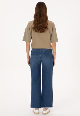 Kadın Mavi Loose Cropped Jean Pantolon - 50308093003