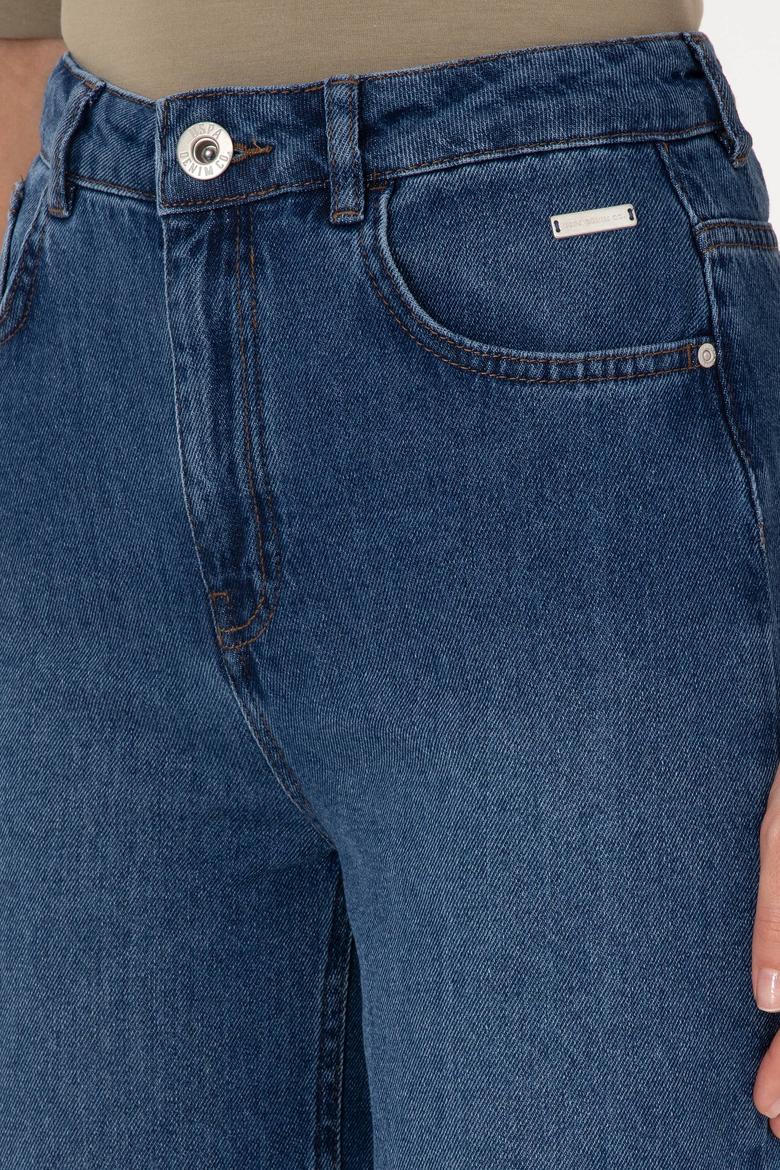 Kadın Mavi Loose Cropped Jean Pantolon - 50308093003