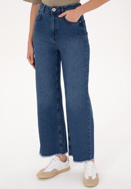 Kadın Mavi Loose Cropped Jean Pantolon - 50308093003