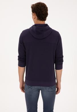 Erkek Regular Fit Kapüşonlu Petek Dokulu Mürdüm Sweatshirt - 50315526021