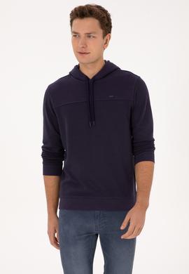 Erkek Regular Fit Kapüşonlu Petek Dokulu Mürdüm Sweatshirt - 50315526021