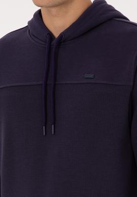 Erkek Regular Fit Kapüşonlu Petek Dokulu Mürdüm Sweatshirt - 50315526021