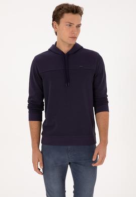Erkek Regular Fit Kapüşonlu Petek Dokulu Mürdüm Sweatshirt - 50315526021