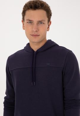 Erkek Regular Fit Kapüşonlu Petek Dokulu Mürdüm Sweatshirt - 50315526021