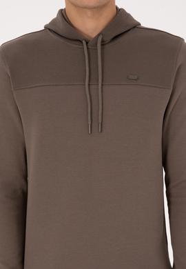 Erkek Regular Fit Kapüşonlu Petek Dokulu Vizon Sweatshirt - 50315526011