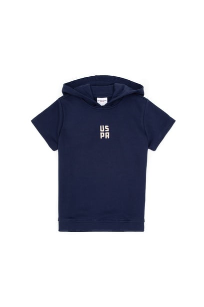 Erkek Çocuk Lacivert Kısa Kollu Kapüşonlu Sweatshirt