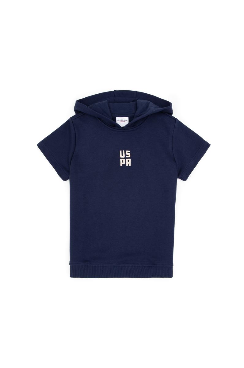 Erkek Çocuk Lacivert Kısa Kollu Kapüşonlu Sweatshirt