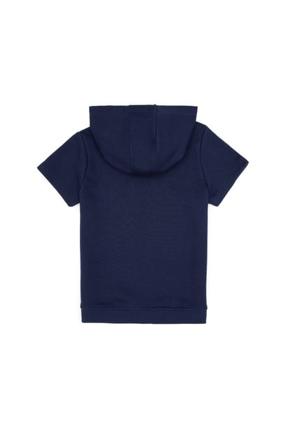 Erkek Çocuk Lacivert Kısa Kollu Kapüşonlu Sweatshirt