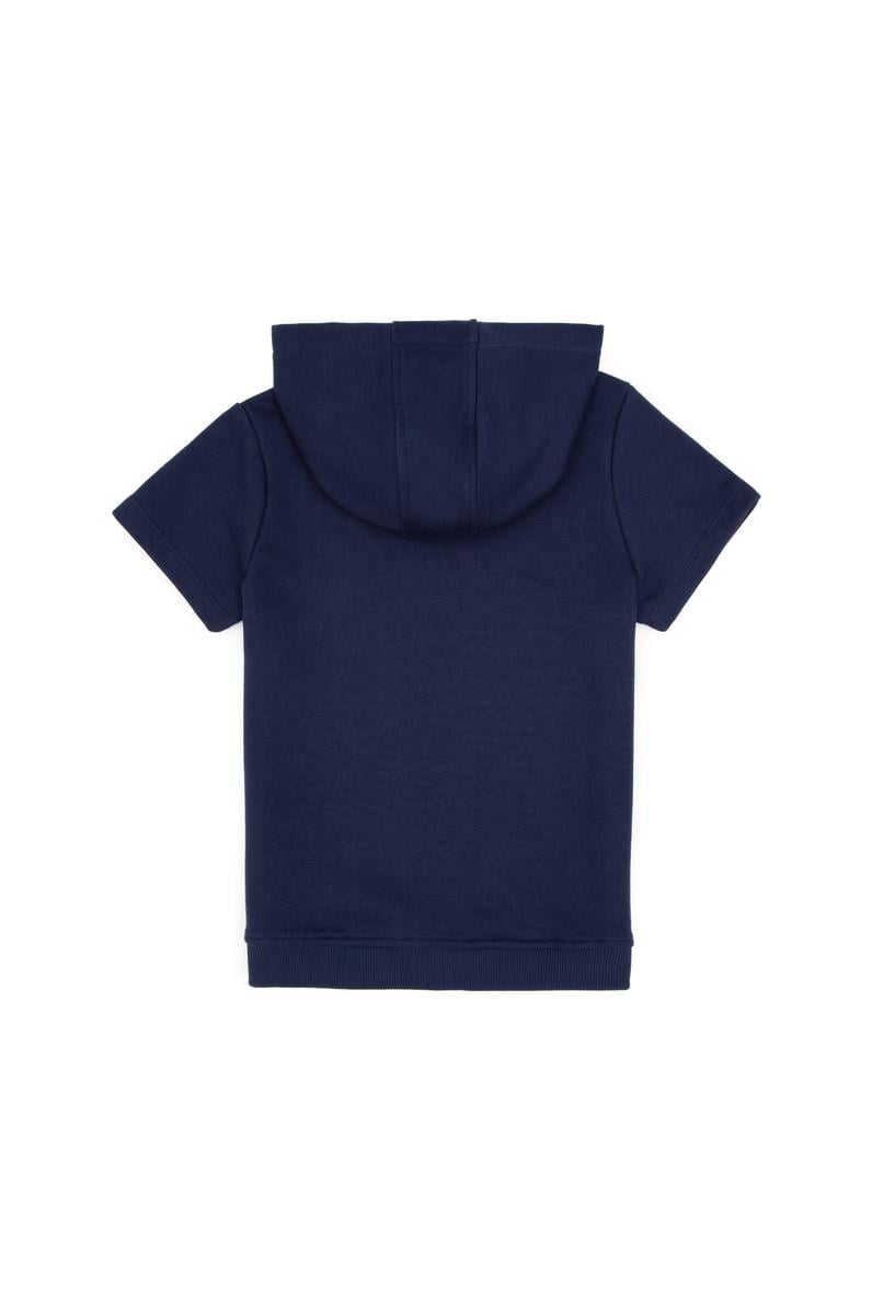 Erkek Çocuk Lacivert Kısa Kollu Kapüşonlu Sweatshirt