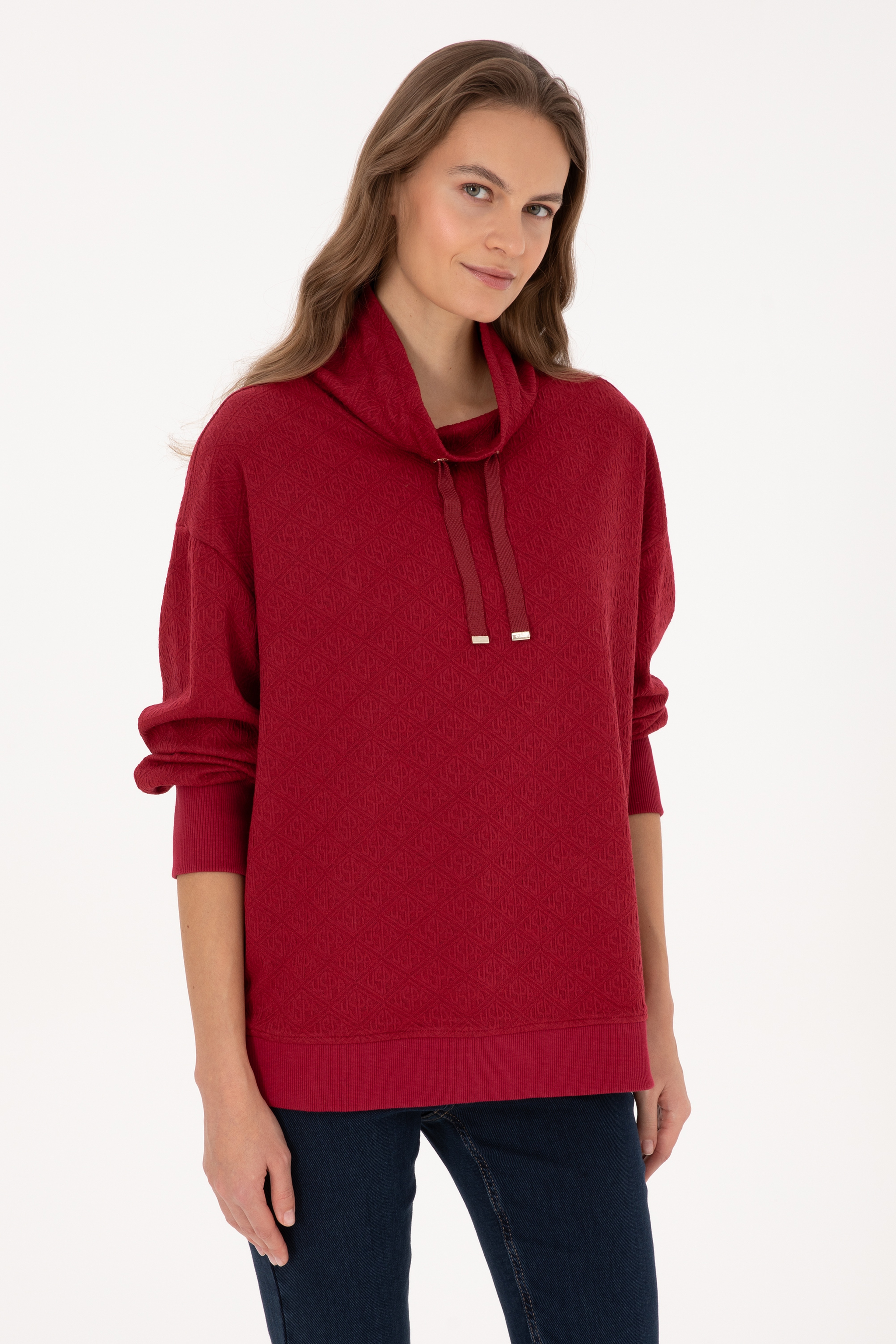Kadın Bordo Sweatshirt - Image 3