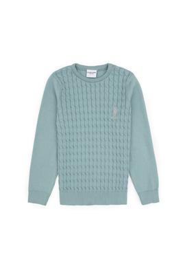 Kız Çocuk Mint Bisiklet Yaka Basic Kazak - 50313060035