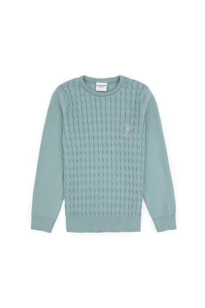 Kız Çocuk Mint Bisiklet Yaka Basic Kazak