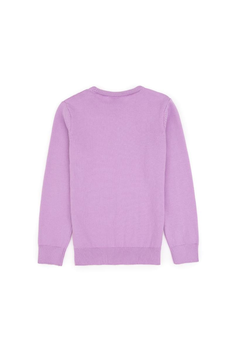 Kız Çocuk Lila Bisiklet Yaka Basic Kazak