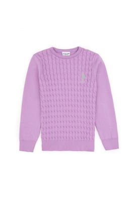 Kız Çocuk Lila Bisiklet Yaka Basic Kazak - 50313060009