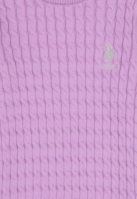 Kız Çocuk Lila Bisiklet Yaka Basic Kazak - 50313060009