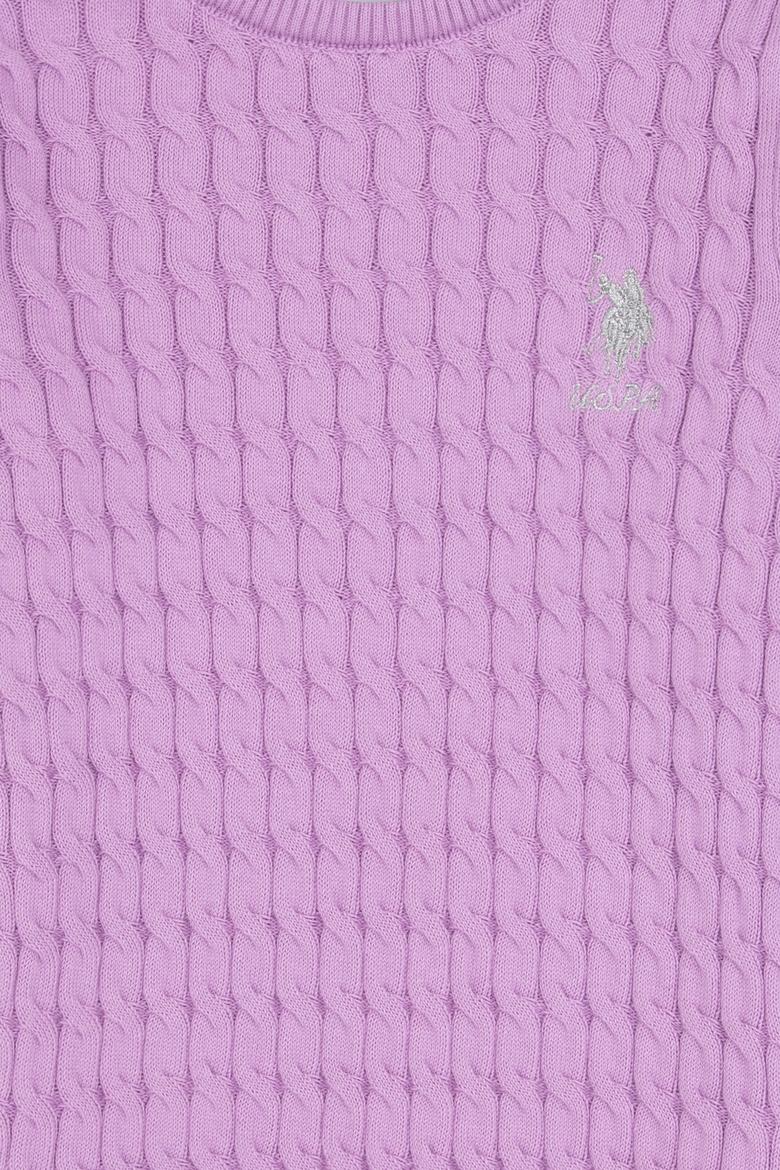 Kız Çocuk Lila Bisiklet Yaka Basic Kazak - 50313060009