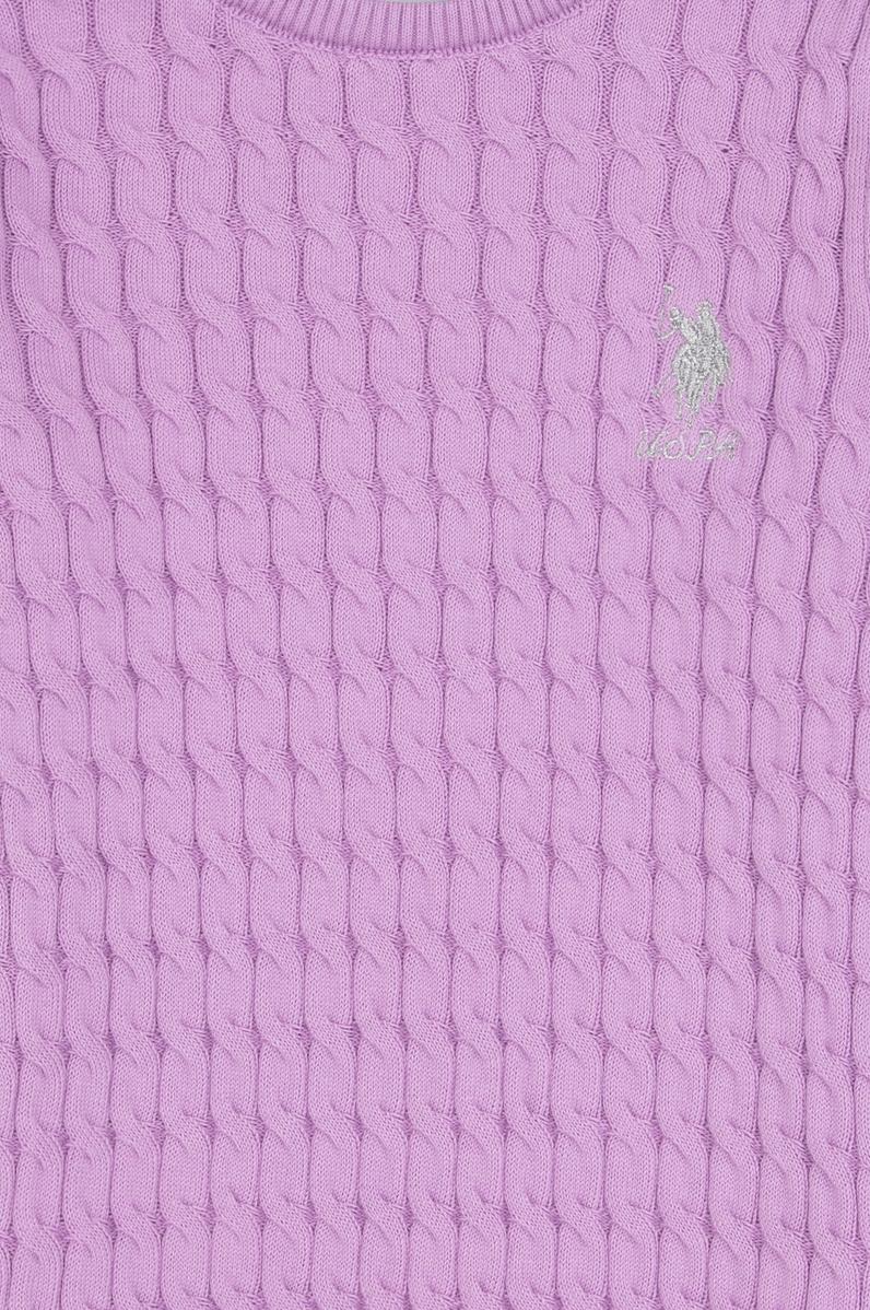 Kız Çocuk Lila Bisiklet Yaka Basic Kazak