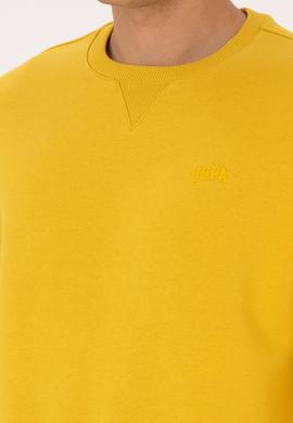 Erkek Comfort Fit Bisiklet Yaka Şardonlu Sarı Basic Sweatshirt - 50313757076