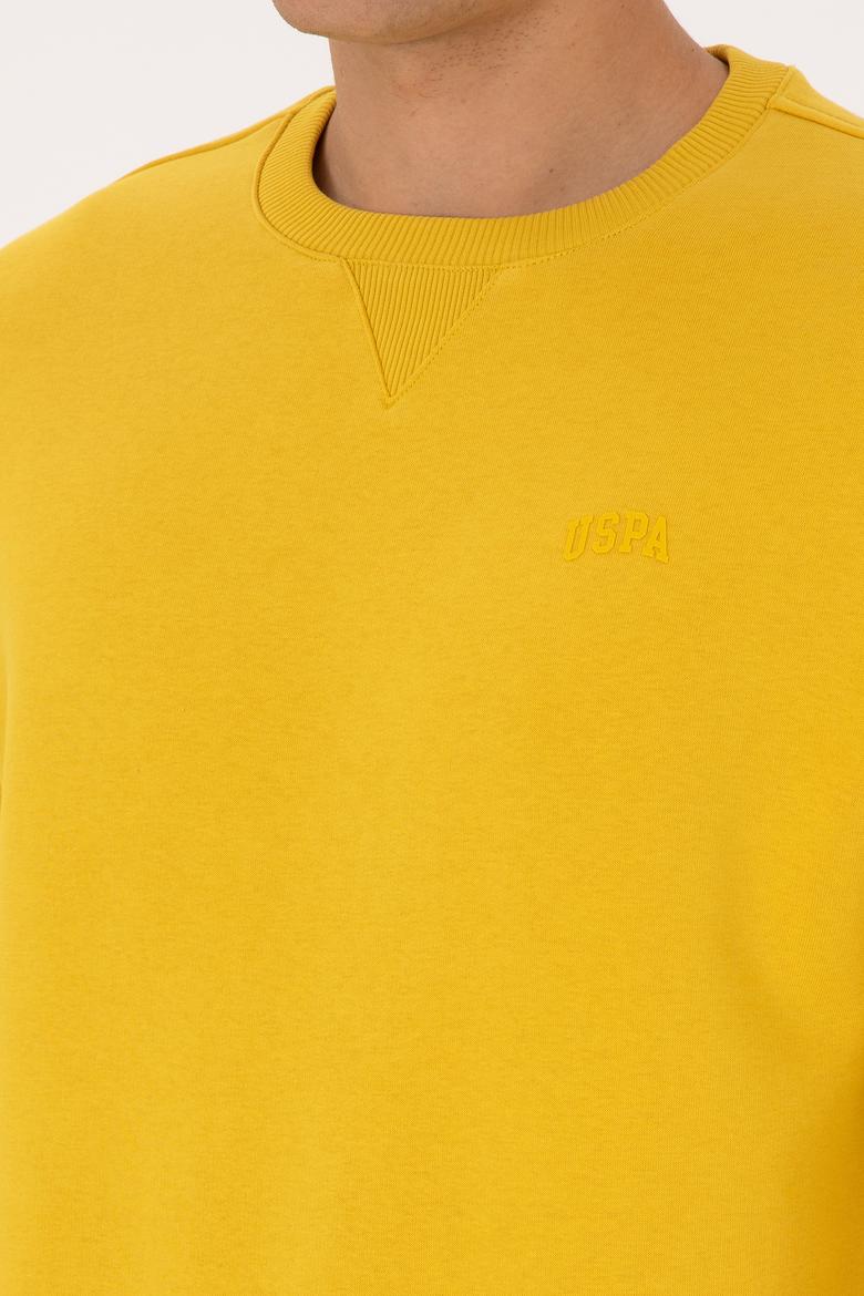 Erkek Comfort Fit Bisiklet Yaka Şardonlu Sarı Basic Sweatshirt - 50313757076