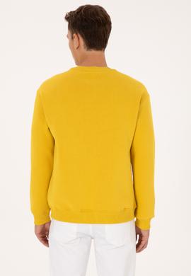 Erkek Comfort Fit Bisiklet Yaka Şardonlu Sarı Basic Sweatshirt - 50313757076