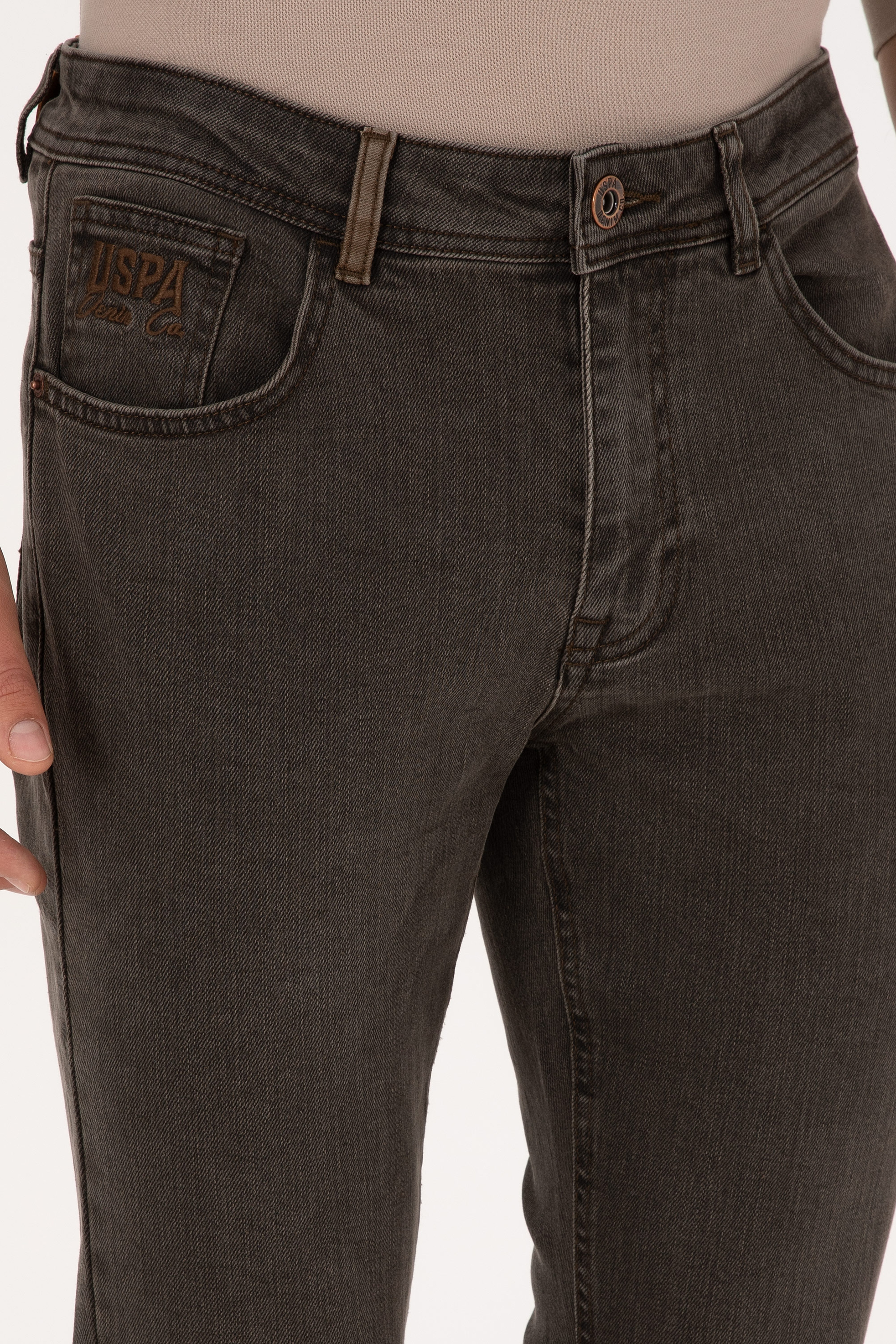 Erkek Kahverengi Slim Fit Jean Pantolon - Image 5