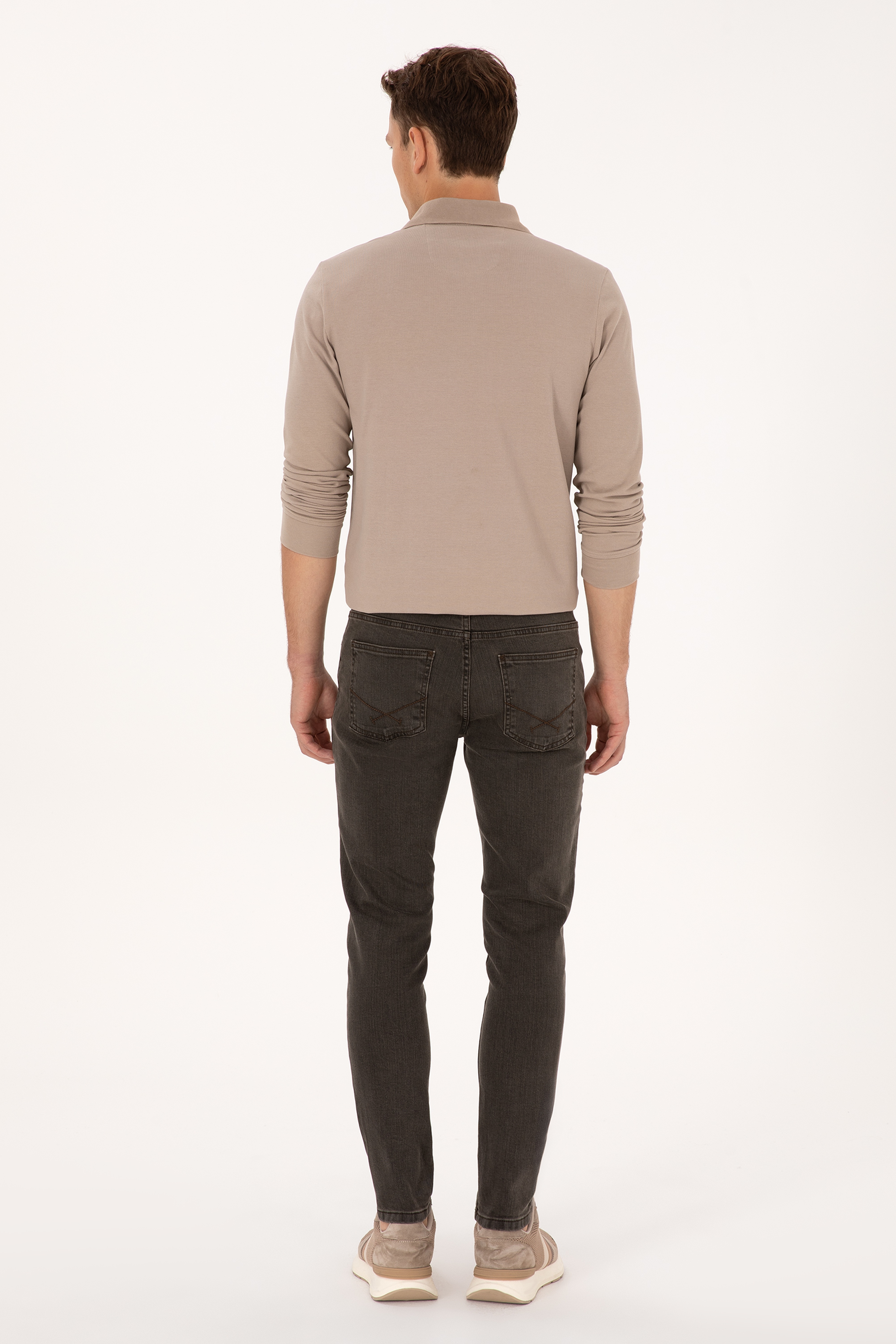 Erkek Kahverengi Slim Fit Jean Pantolon - Image 4