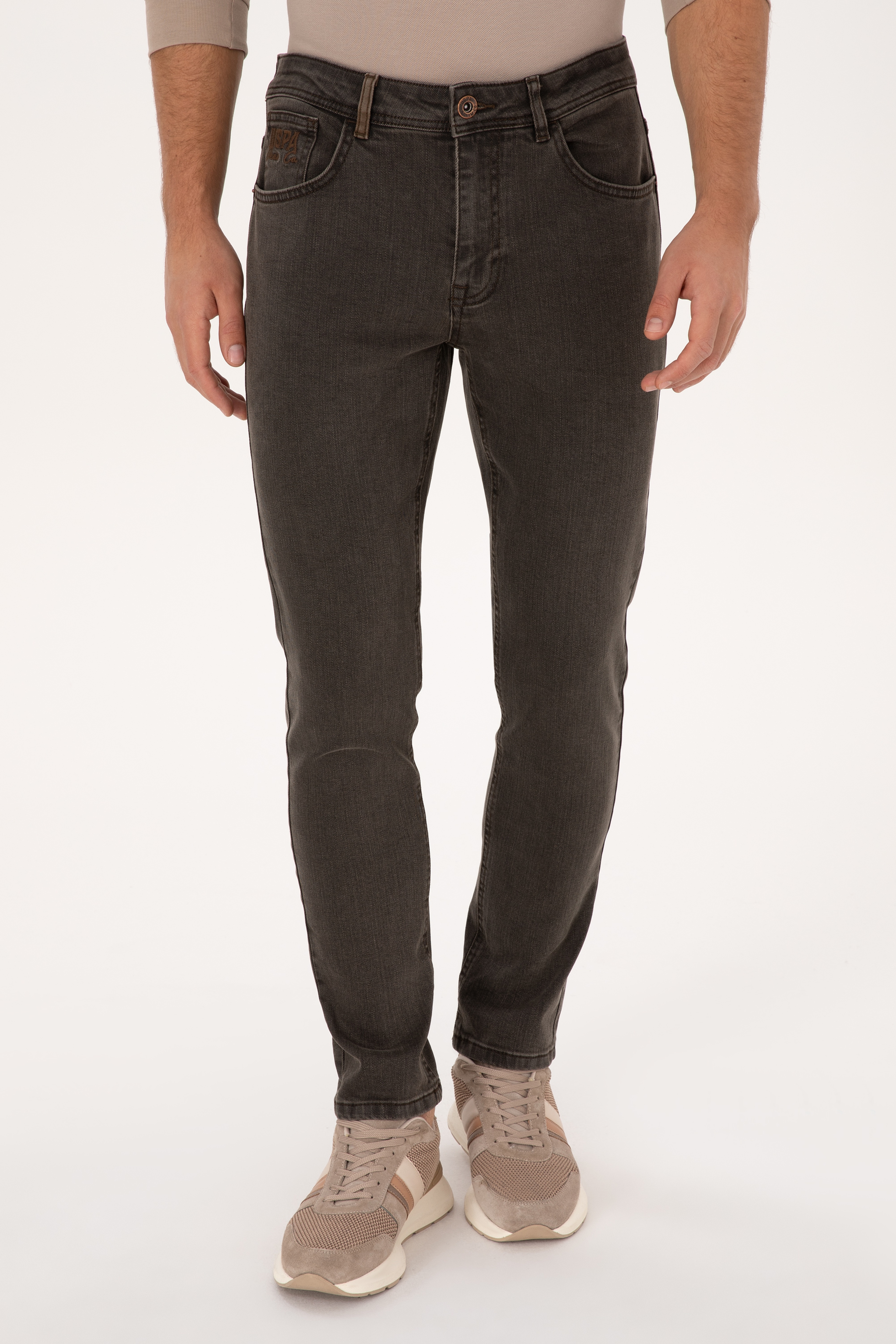 Erkek Kahverengi Slim Fit Jean Pantolon - Image 2