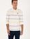 Erkek Regular Fit Polo Yaka Çizgili Krem Sweatshirt