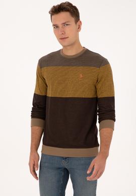 Erkek Regular Fit Bisiklet Yaka Camel Sweatshirt - 50308912011