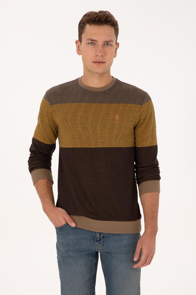 Erkek Regular Fit Bisiklet Yaka Camel Sweatshirt