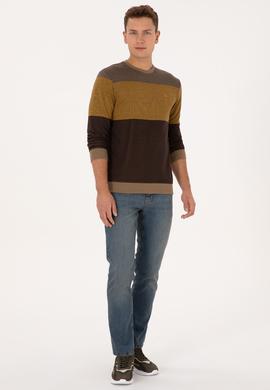 Erkek Regular Fit Bisiklet Yaka Camel Sweatshirt - 50308912011