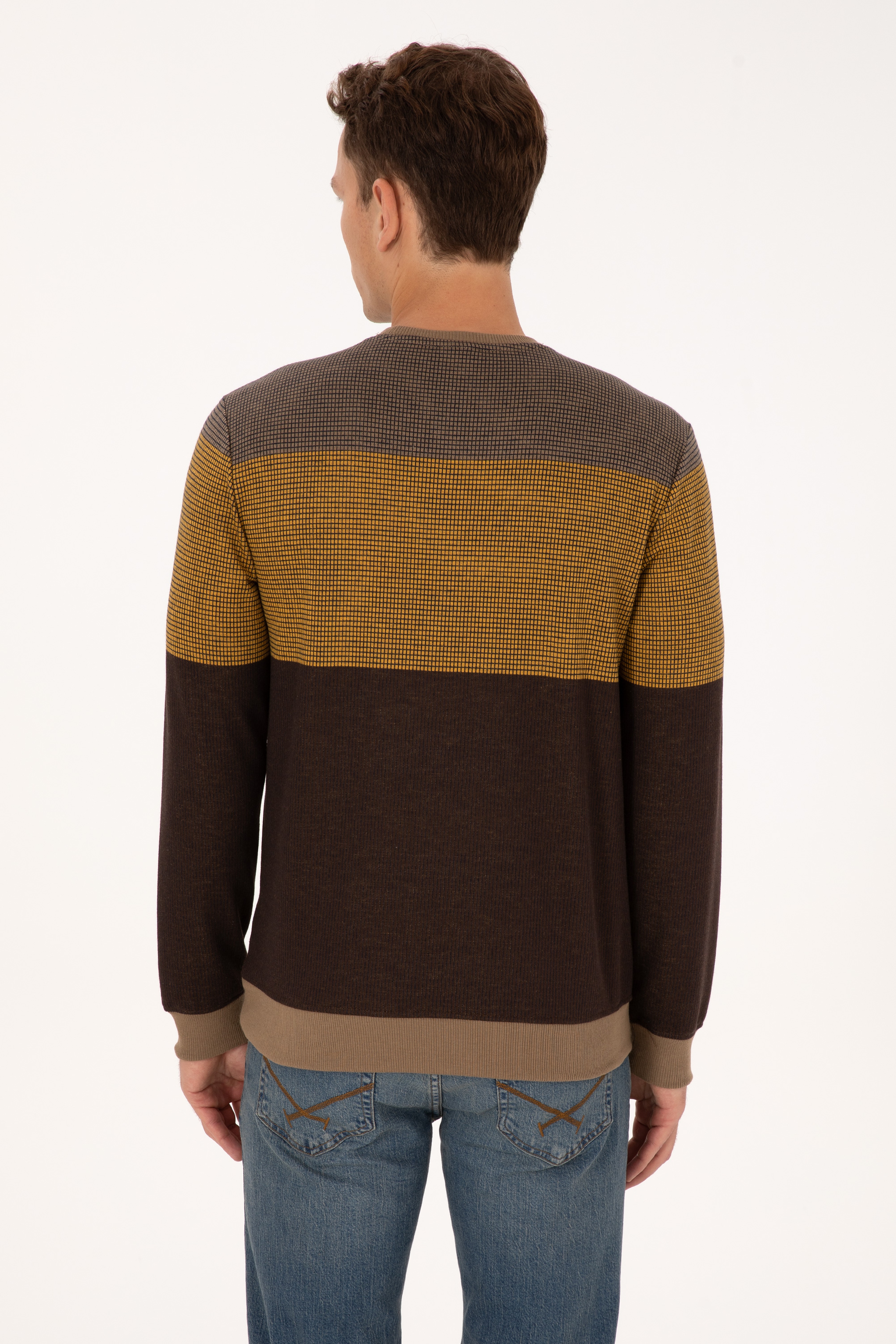 Erkek Regular Fit Bisiklet Yaka Camel Sweatshirt