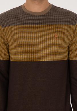 Erkek Regular Fit Bisiklet Yaka Camel Sweatshirt - 50308912011