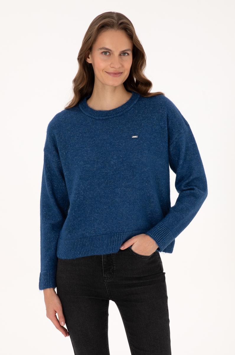 Kadın Lacivert Bisiklet Yaka Kazak