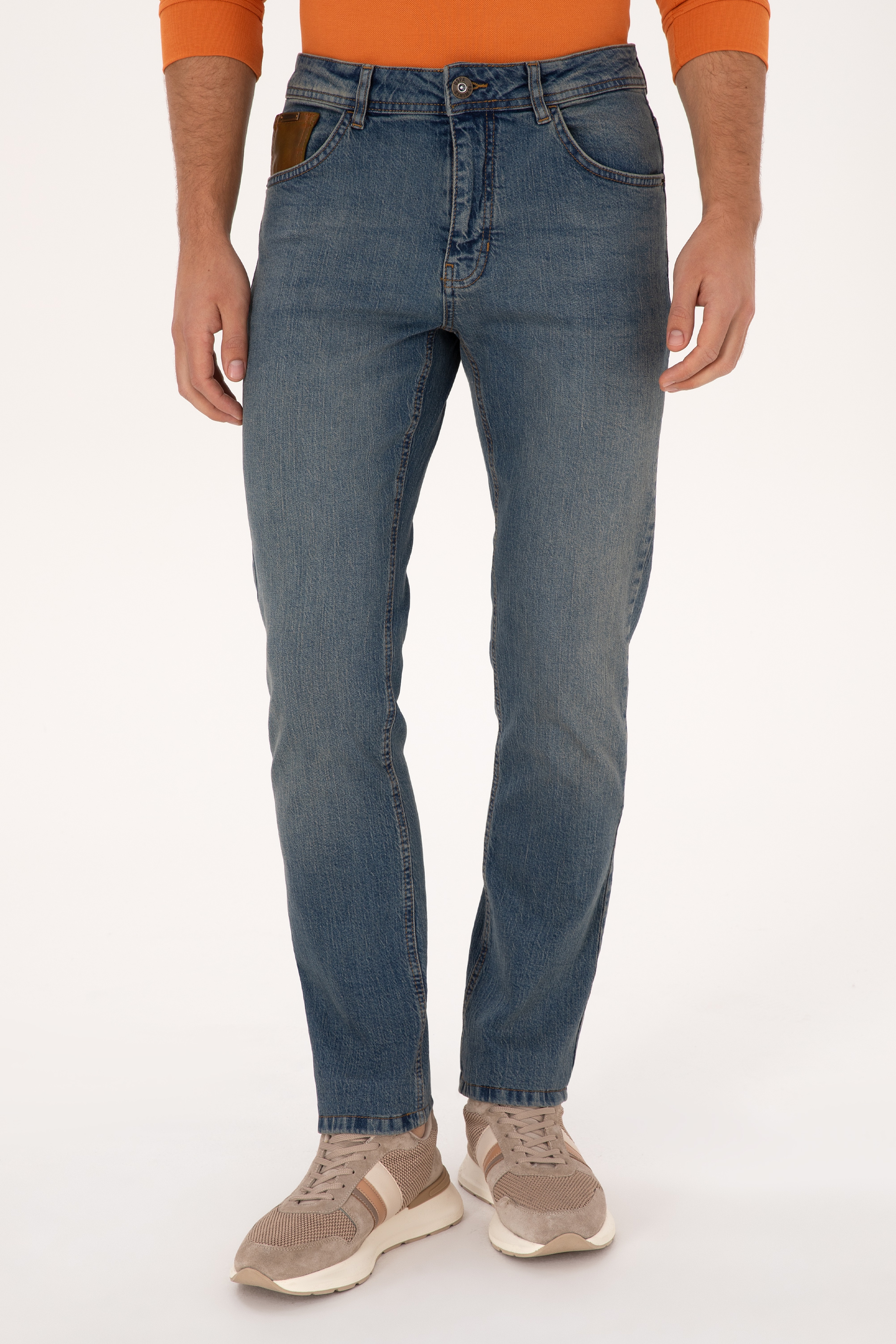 Erkek Mavi Straight Jean Pantolon - Image 2