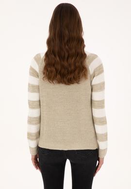 Kadın Açık Haki Bisiklet Yaka Kazak - 50308900004