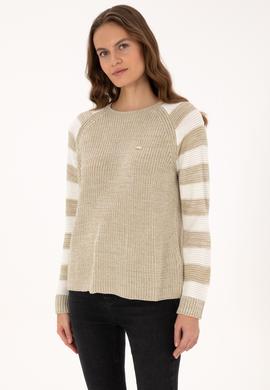 Kadın Açık Haki Bisiklet Yaka Kazak - 50308900004