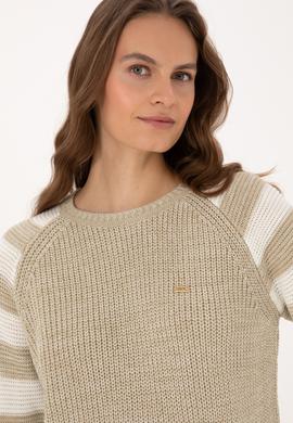 Kadın Açık Haki Bisiklet Yaka Kazak - 50308900004