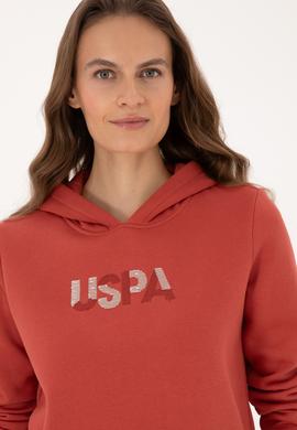 Kadın Kiremit Kapüşonlu Basic Sweatshirt - 50307711101