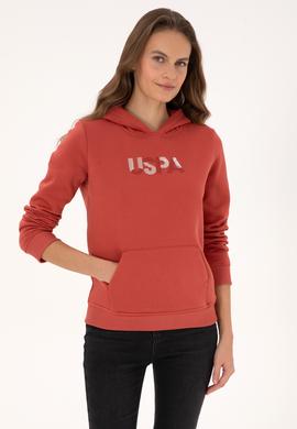 Kadın Kiremit Kapüşonlu Basic Sweatshirt - 50307711101